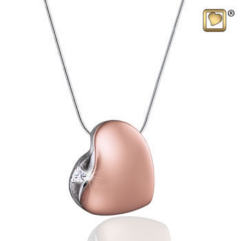 Leaning Heart Rose Gold (with Crystal)